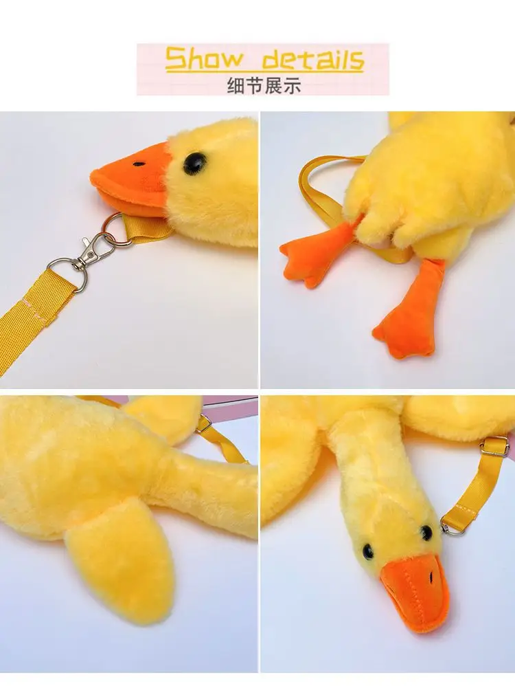 Cute Plush Goose Crossbody Bag Yellow White — feature 6