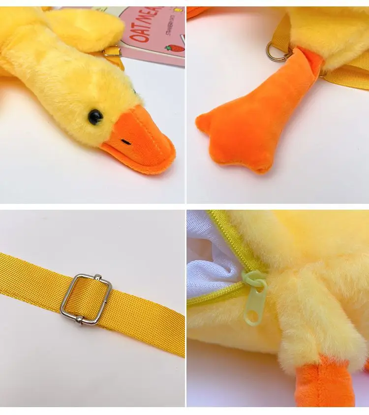 Cute Plush Goose Crossbody Bag Yellow White — feature 7