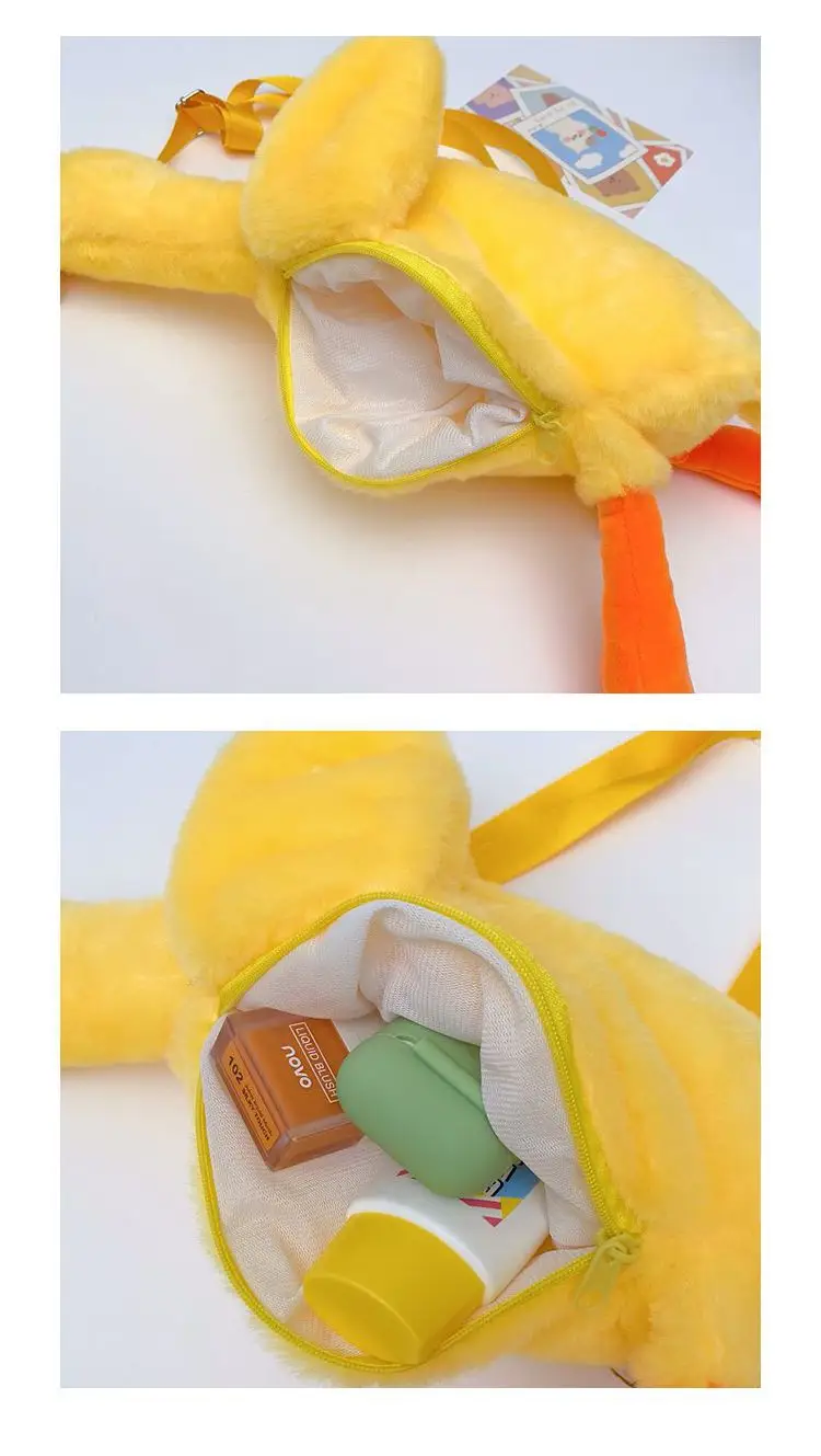 Cute Plush Goose Crossbody Bag Yellow White — feature 8