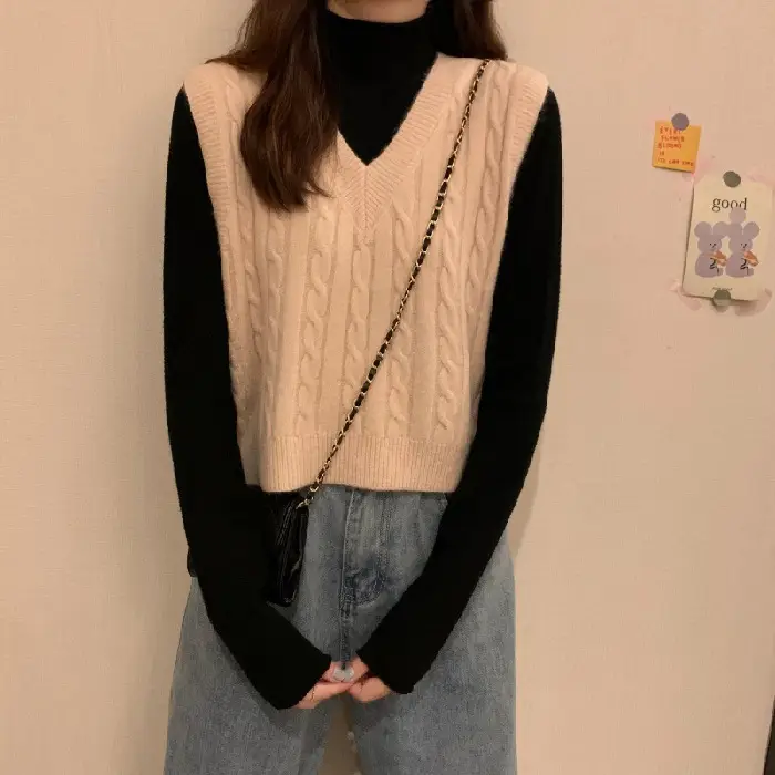 Vintage V-Neck Twist Knit Vest Women Autumn 2025 - Image 5