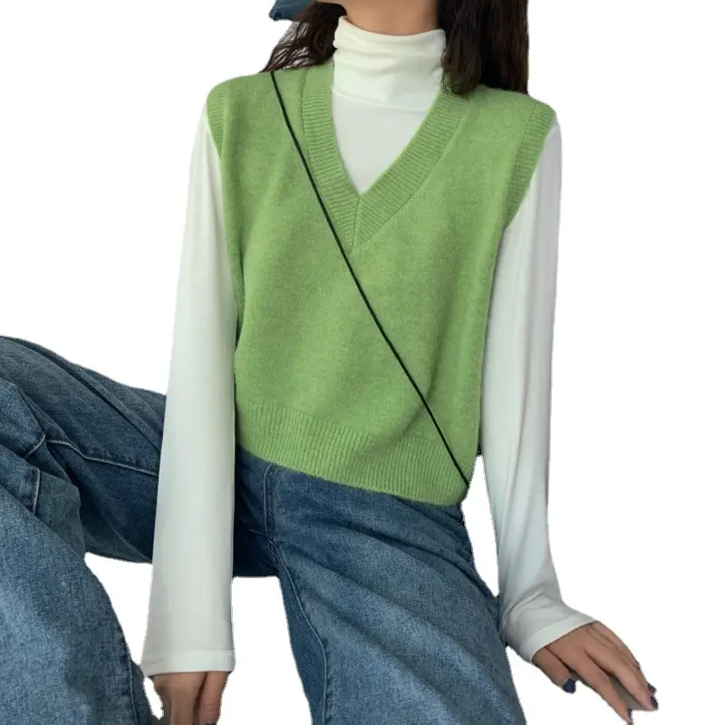 Women V-neck sleeveless vest sweater winter outerwear