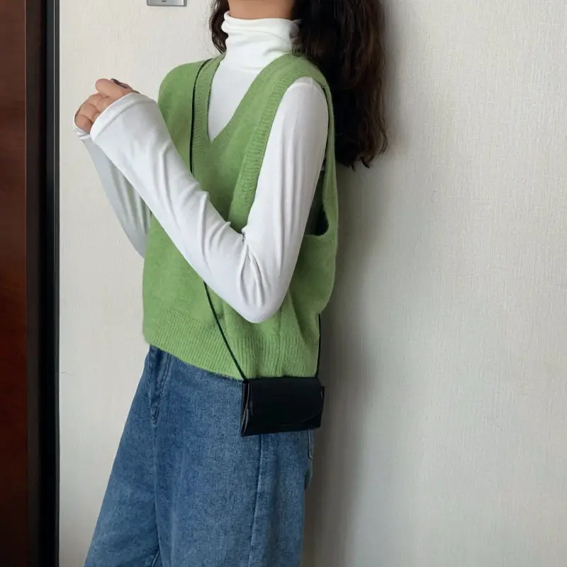Women V-neck sleeveless vest sweater winter outerwear — feature 24