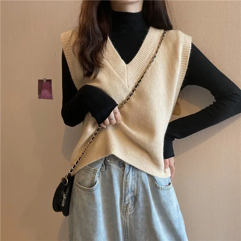 Women V-neck sleeveless vest sweater winter outerwear — feature 35