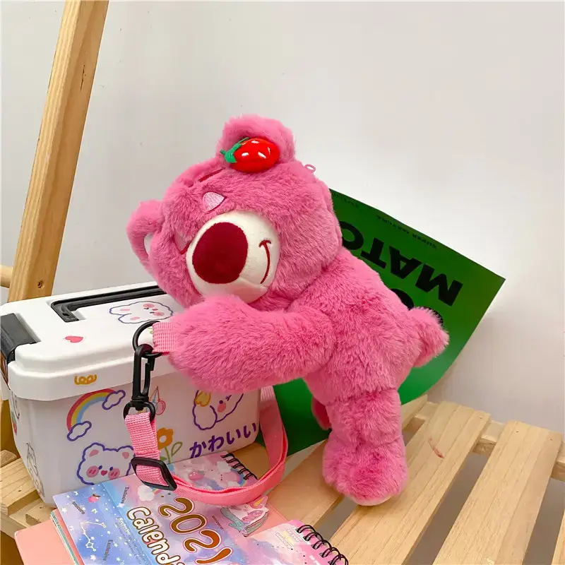 Cute Pink Bear Crossbody Bag for Girls