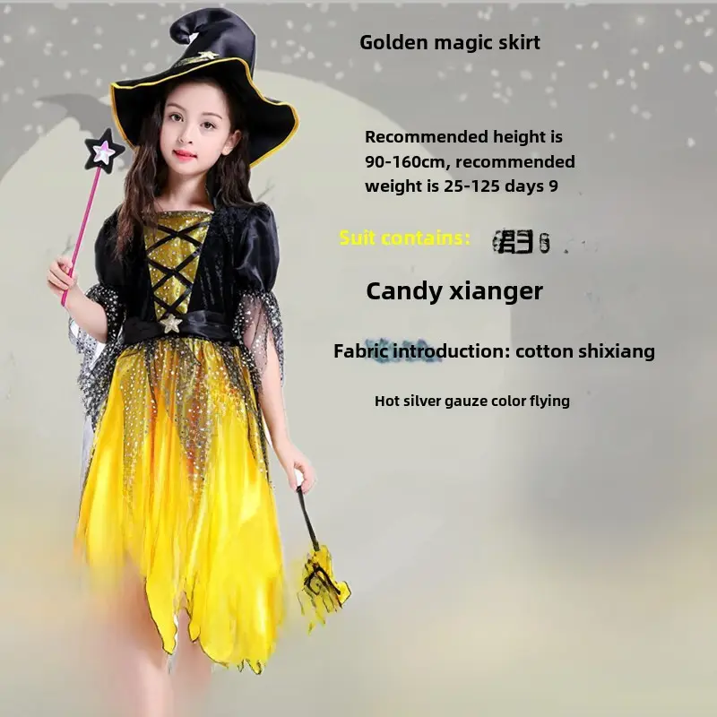 Halloween Witch Dress for Girls Orange Tulle Skirt - Image 9