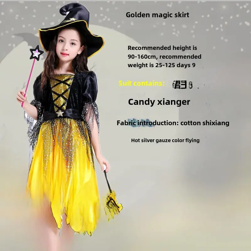 Halloween Witch Dress for Girls Orange Tulle Skirt - Image 11