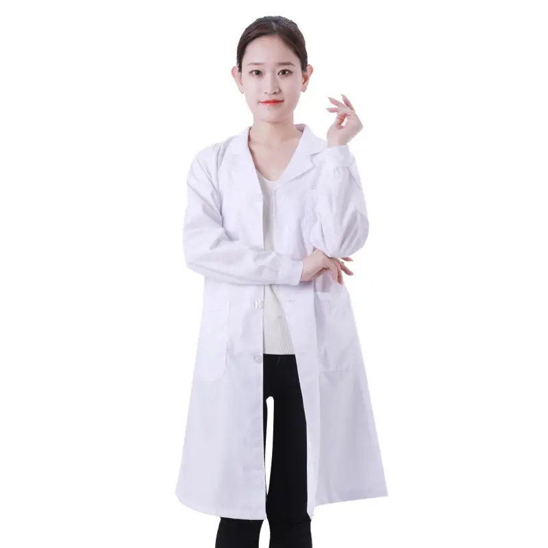White Medical Lab Coat Long Short Sleeve Doctor Nurse Pharmacy - Image 2