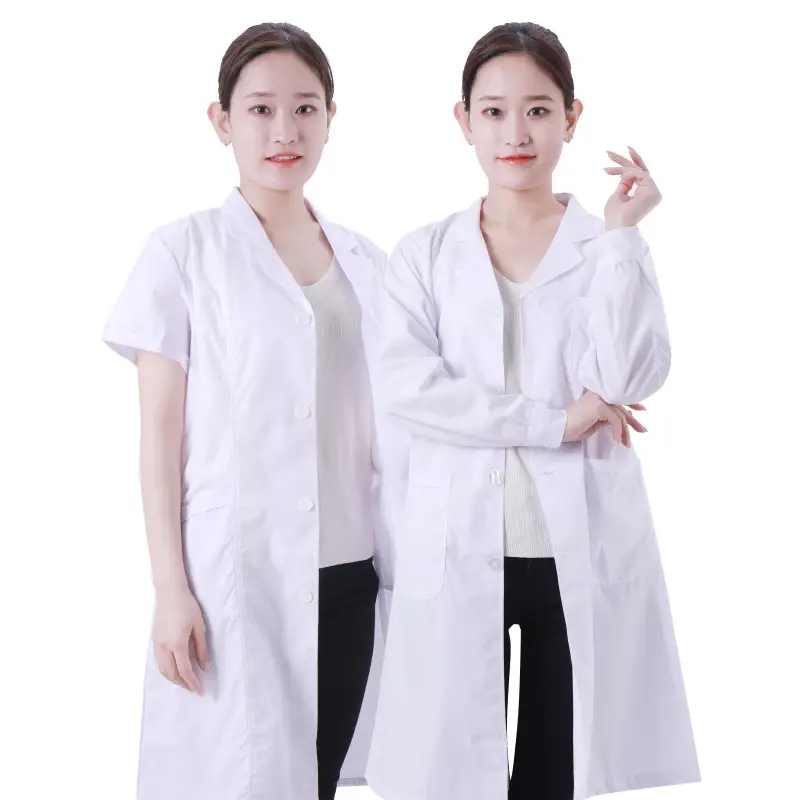 White Medical Lab Coat Long Short Sleeve Doctor Nurse Pharmacy - Image 5