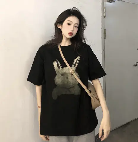Women's 2022 Short Sleeve Graphic T-Shirt White Loose Fit - Image 2