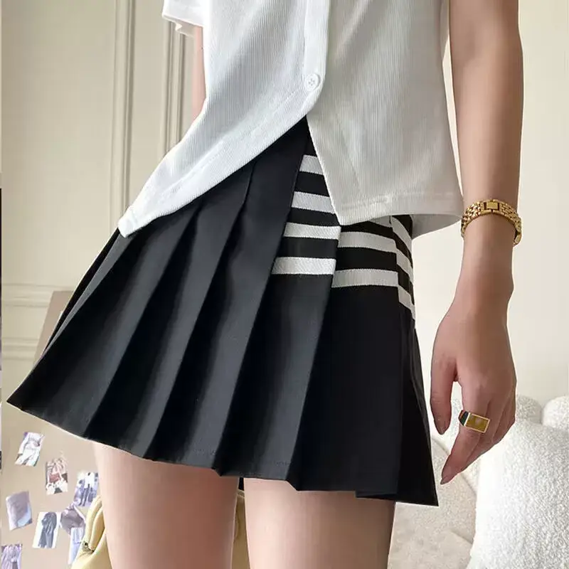 New Style Pocket Pleated Skirt for Students Black White Gray Khaki — feature 12