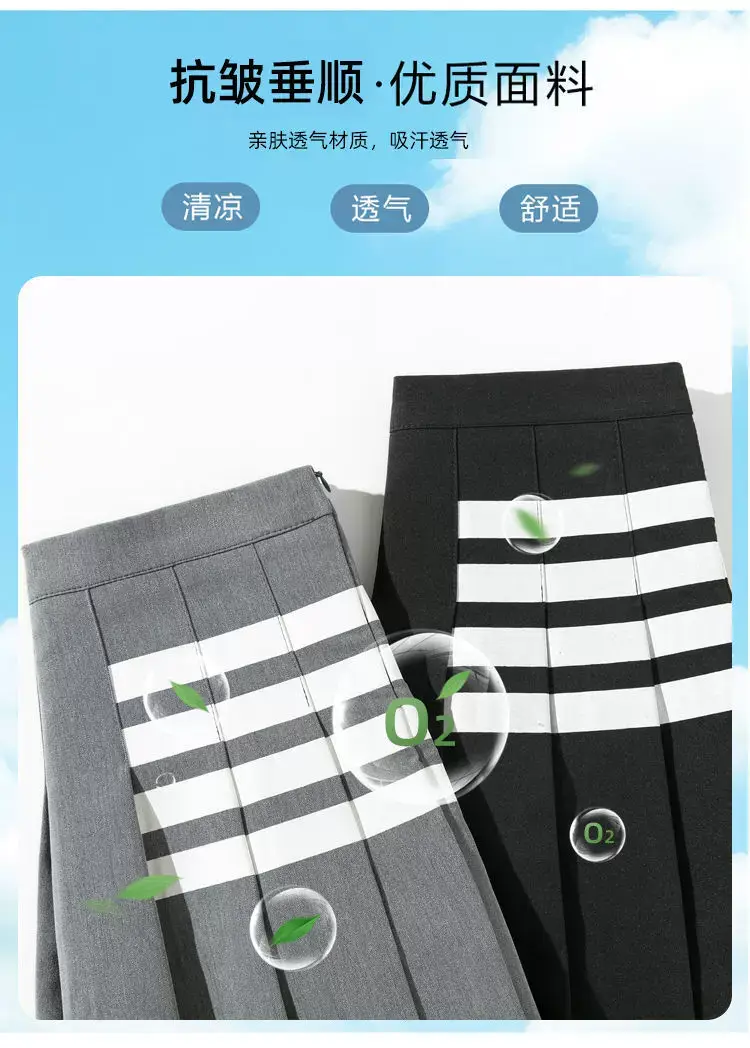 New Style Pocket Pleated Skirt for Students Black White Gray Khaki — feature 15