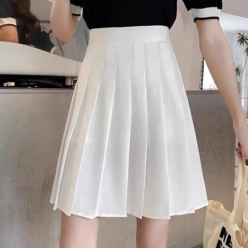 New Style Pocket Pleated Skirt for Students Black White Gray Khaki - Image 12
