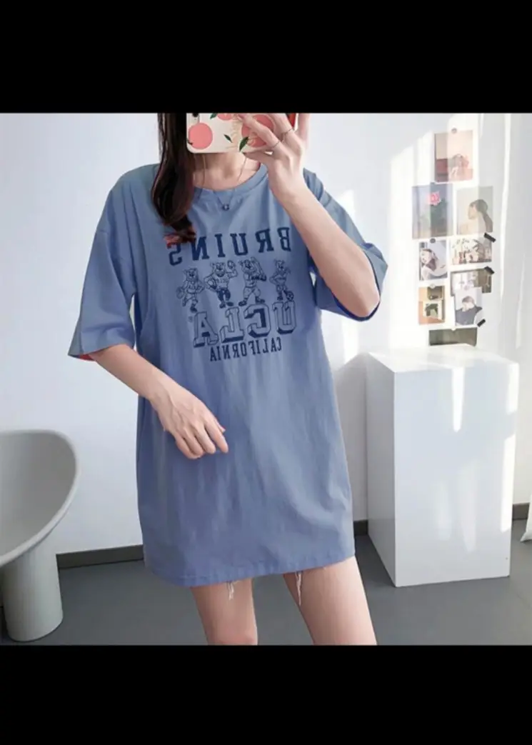Grey Mickey Print T-Shirt Short Sleeve Cotton