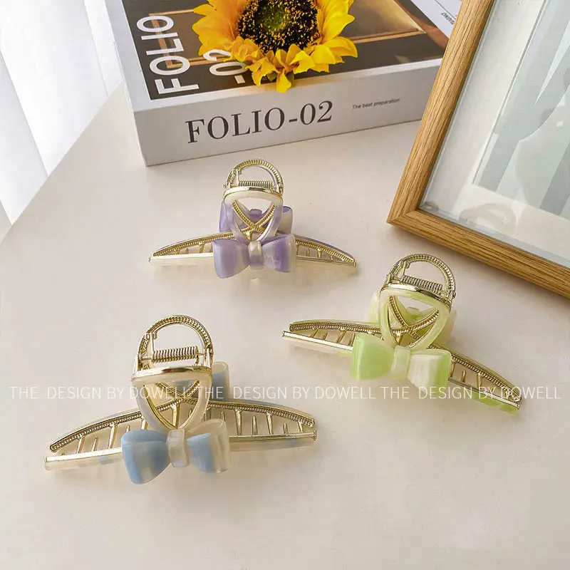 Women's Purple Bow Cross Bow Clip for Hair - Image 9