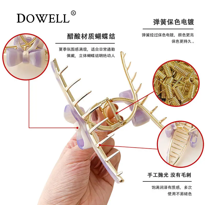 Women's Purple Bow Cross Bow Clip for Hair - Image 10