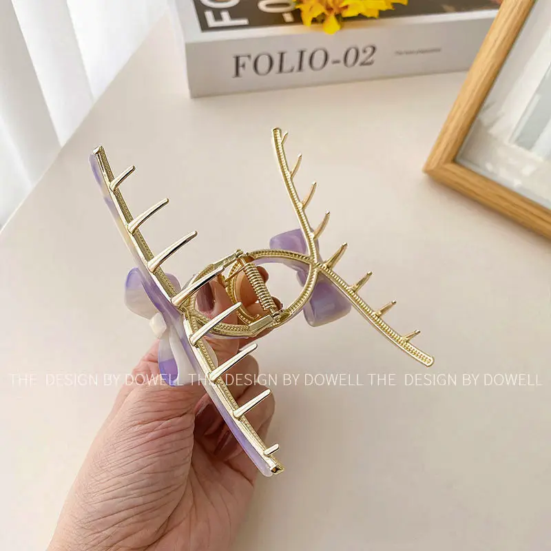 Women's Purple Bow Cross Bow Clip for Hair - Image 11