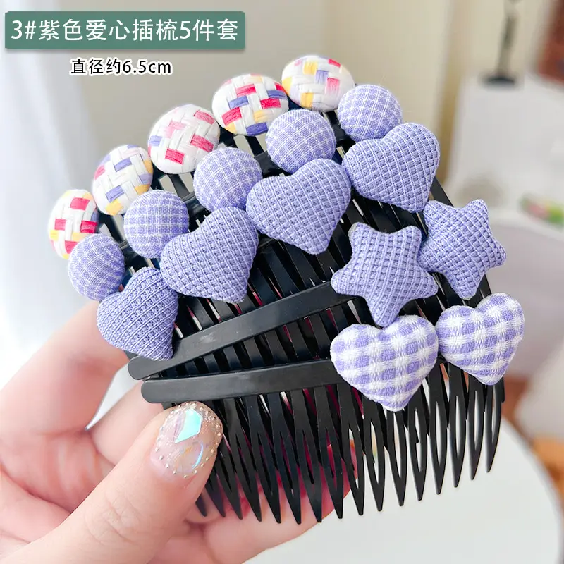 5-Piece Purple Ginkgo Hair Comb Set for Women - Image 4