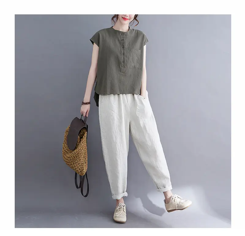 Women Cotton Linen Sleeveless T-Shirt 2022 Summer — feature 20