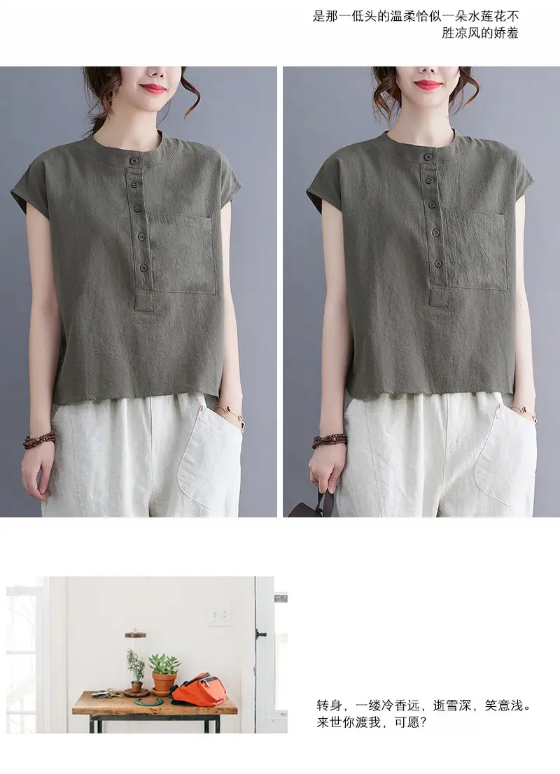 Women Cotton Linen Sleeveless T-Shirt 2022 Summer — feature 21