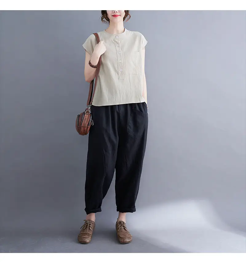 Women Cotton Linen Sleeveless T-Shirt 2022 Summer — feature 27