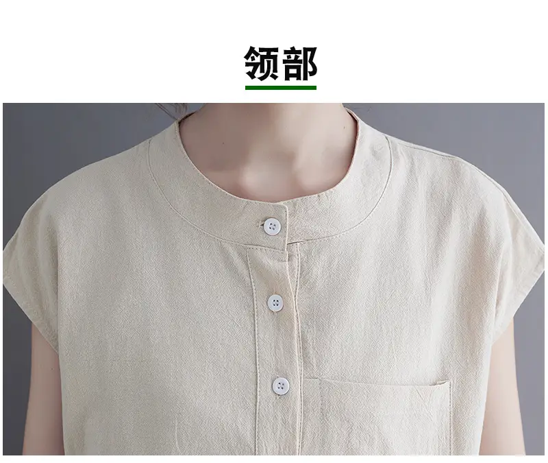 Women Cotton Linen Sleeveless T-Shirt 2022 Summer — feature 34