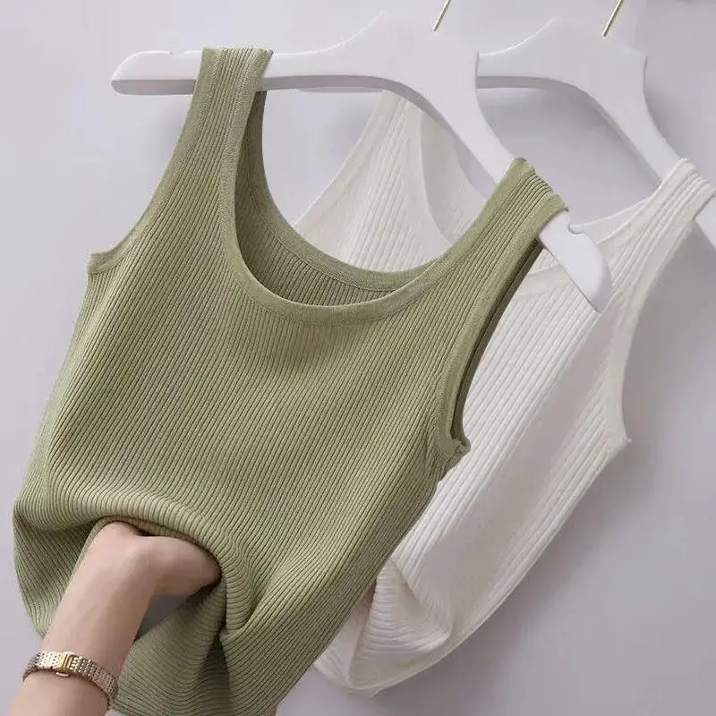 Women's I-Shape Camisole Summer T-Shirt White Thin Base - Image 8