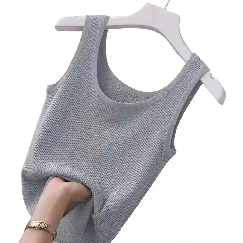 Women's I-Shape Camisole Summer T-Shirt White Thin Base - Image 9