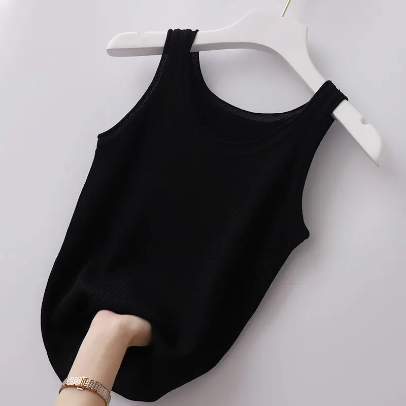 Women's I-Shape Camisole Summer T-Shirt White Thin Base - Image 2