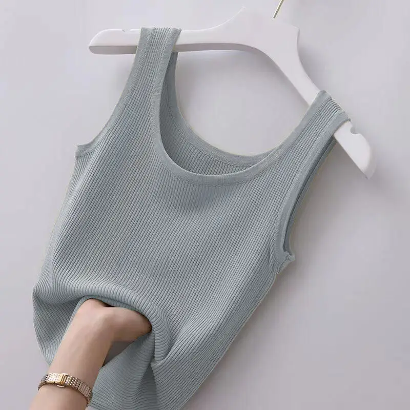 Women's I-Shape Camisole Summer T-Shirt White Thin Base - Image 4