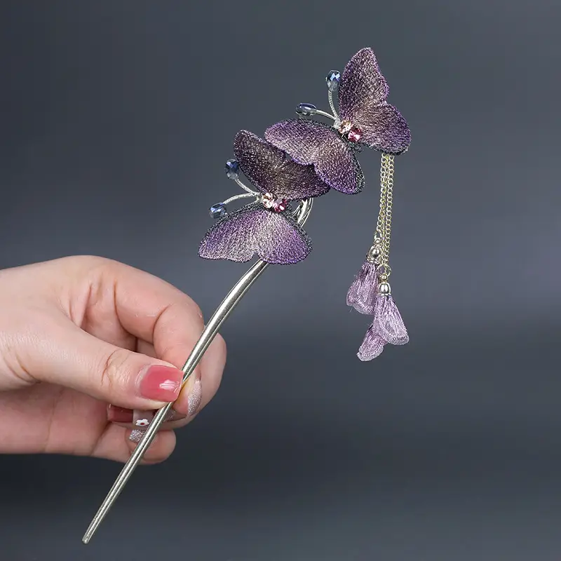 New Chinoiserie Butterfly Metal Hairpin for Women
