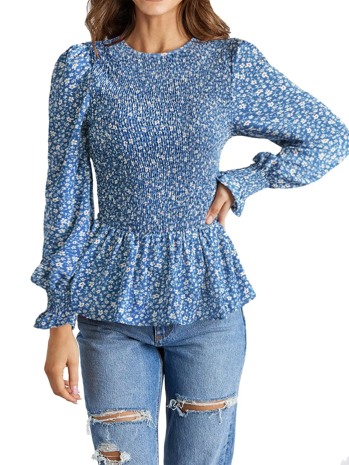 2023 Printed Long Sleeve Waist Shirt Top for Women - Image 5