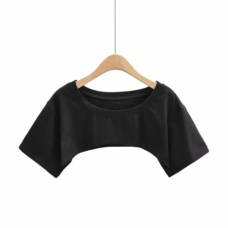 Black Ultra-Short Sleeve Blouse Women's Loose Fit - Image 2