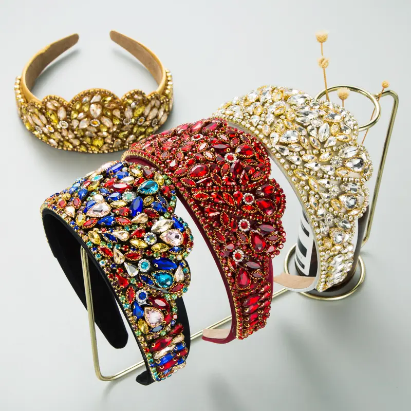 Heavy Rhinestone Hair Band for Women Geometric Design