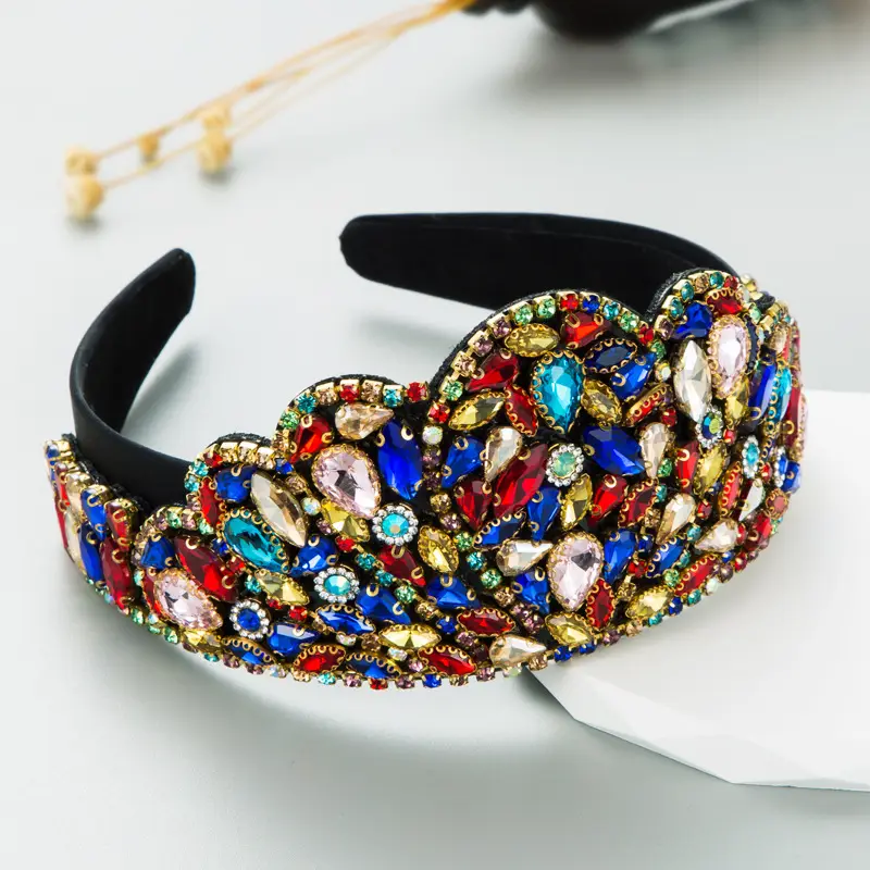 Heavy Rhinestone Hair Band for Women Geometric Design