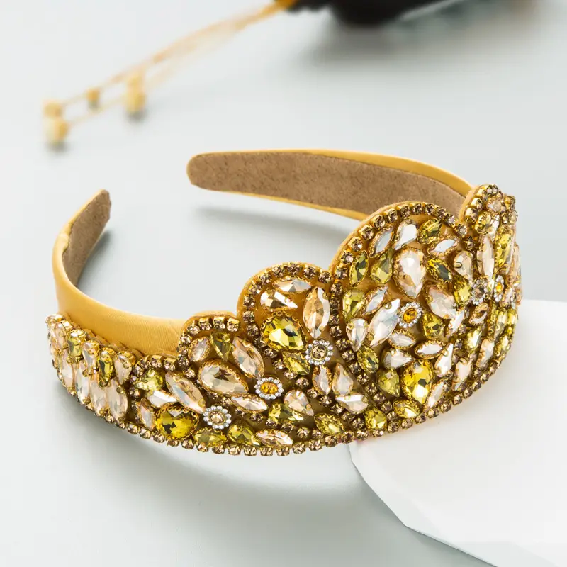 Heavy Rhinestone Hair Band for Women Geometric Design