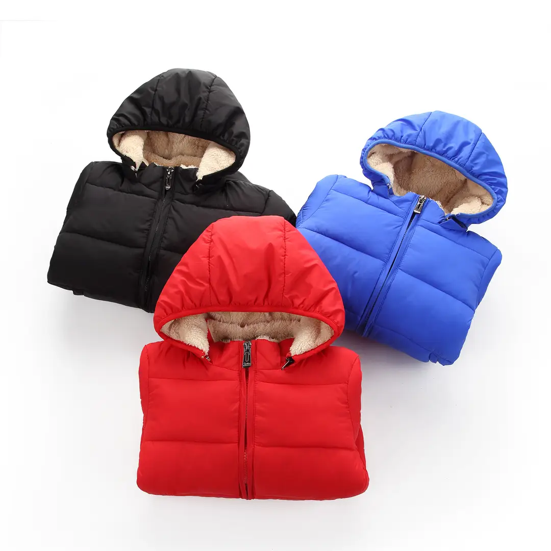 Amazon 2026 Kidsren's Fleece down Cotton Jacket for Boys and Girls, Hooded Plaid Style Baby Autumn and Winter Warm Jacket