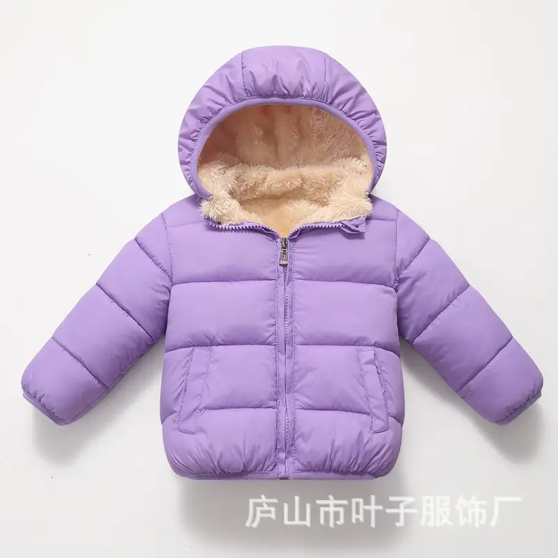 Amazon 2026 Kidsren's Fleece down Cotton Jacket for Boys and Girls, Hooded Plaid Style Baby Autumn and Winter Warm Jacket