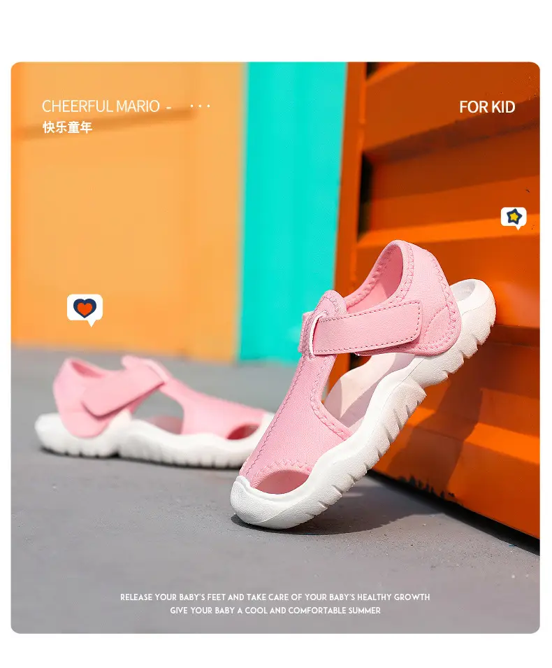 Pink Mesh Beach Sandals for Boys Girls Infants — feature 10