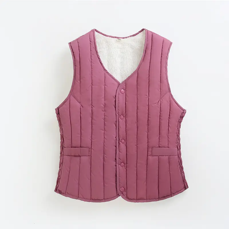 Fleece Lined Button Vest for Women Middle Age Elderly - Image 3