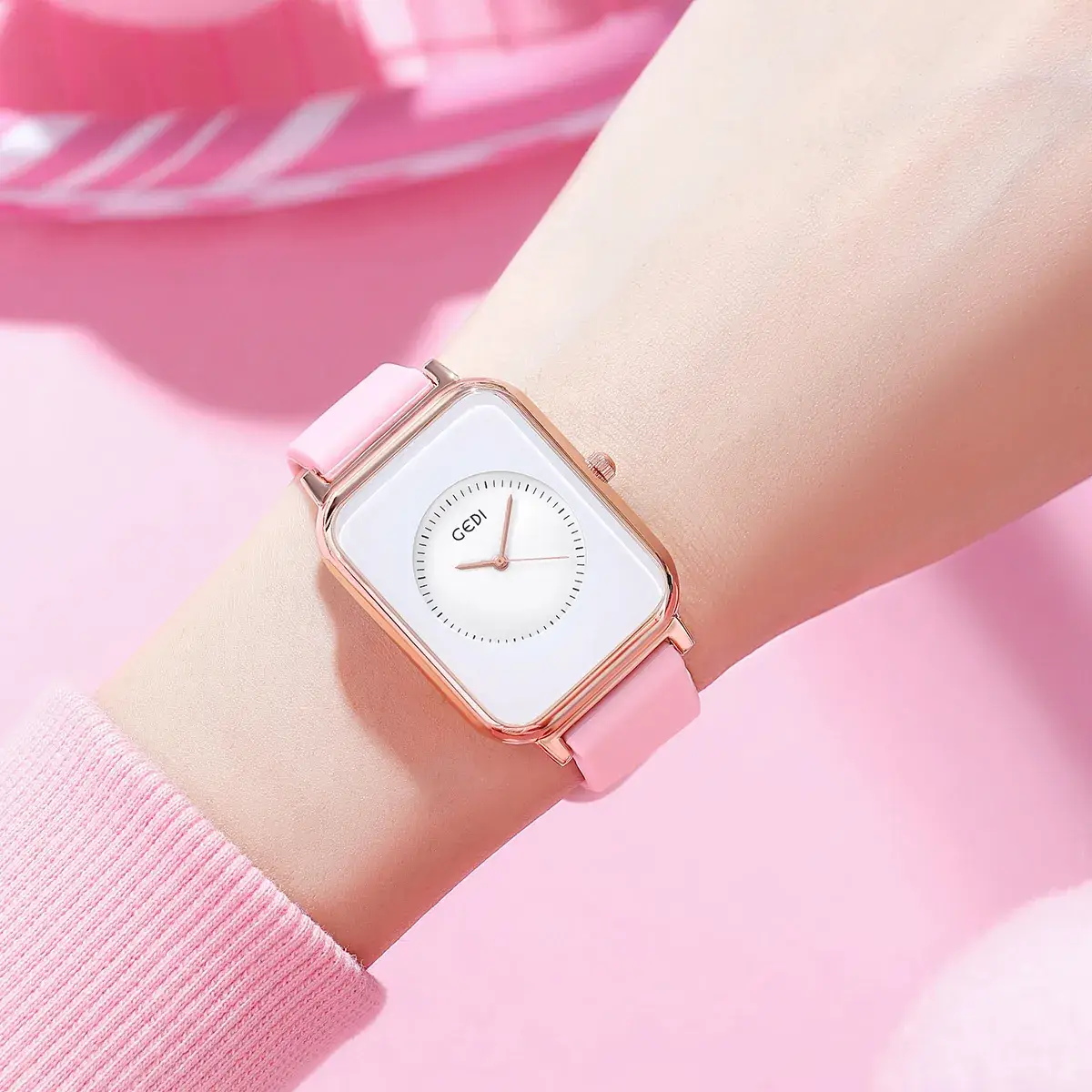Female Student Square Quartz Waterproof Watch with Silicone Band - Image 8