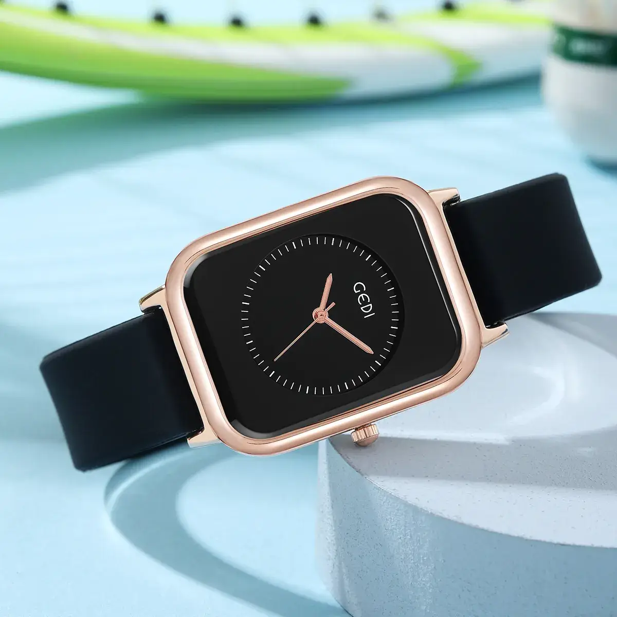 Female Student Square Quartz Waterproof Watch with Silicone Band - Image 5