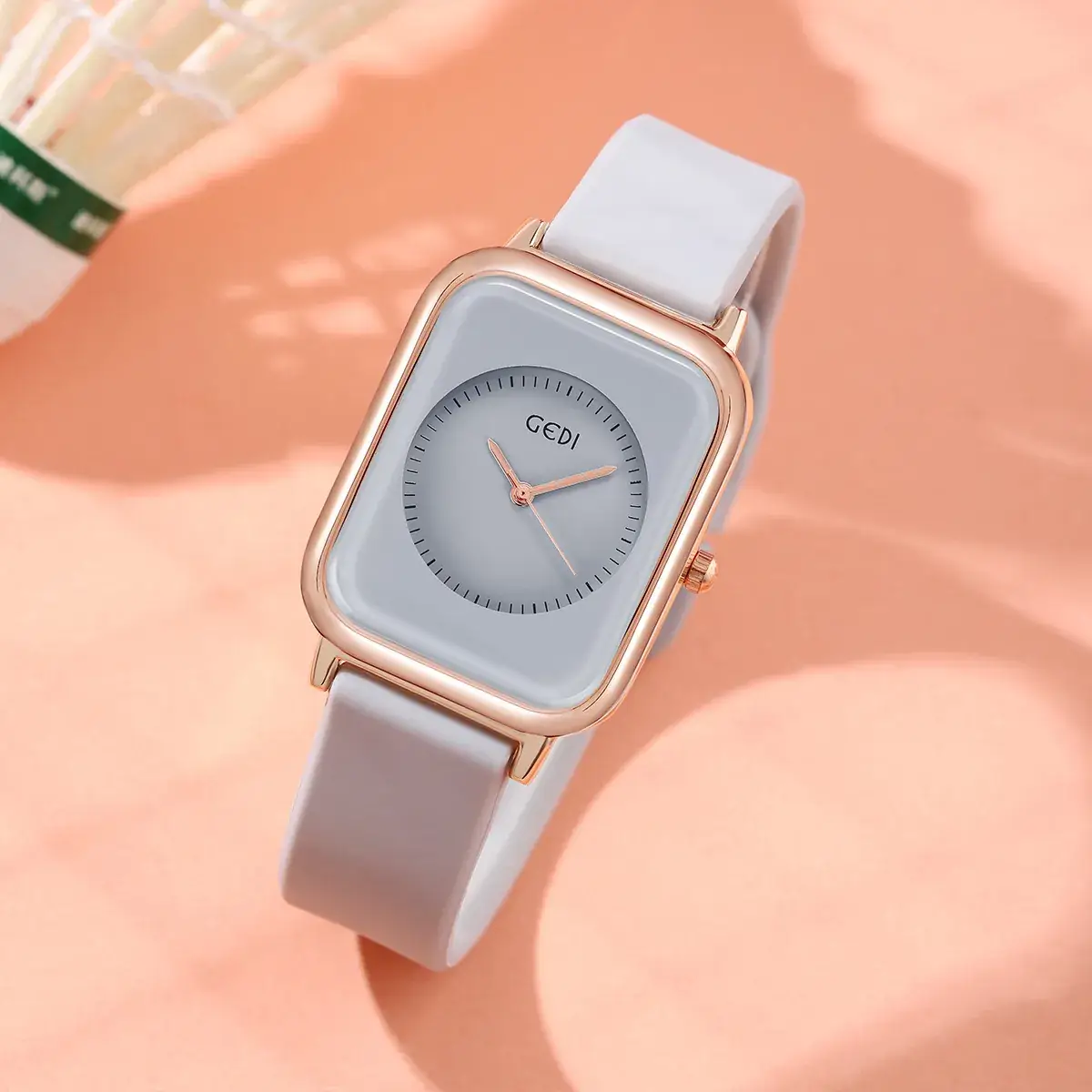 Female Student Square Quartz Waterproof Watch with Silicone Band - Image 6