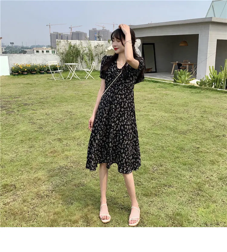 Petite Floral Skirt Dress Short Sleeve Medium — feature 35