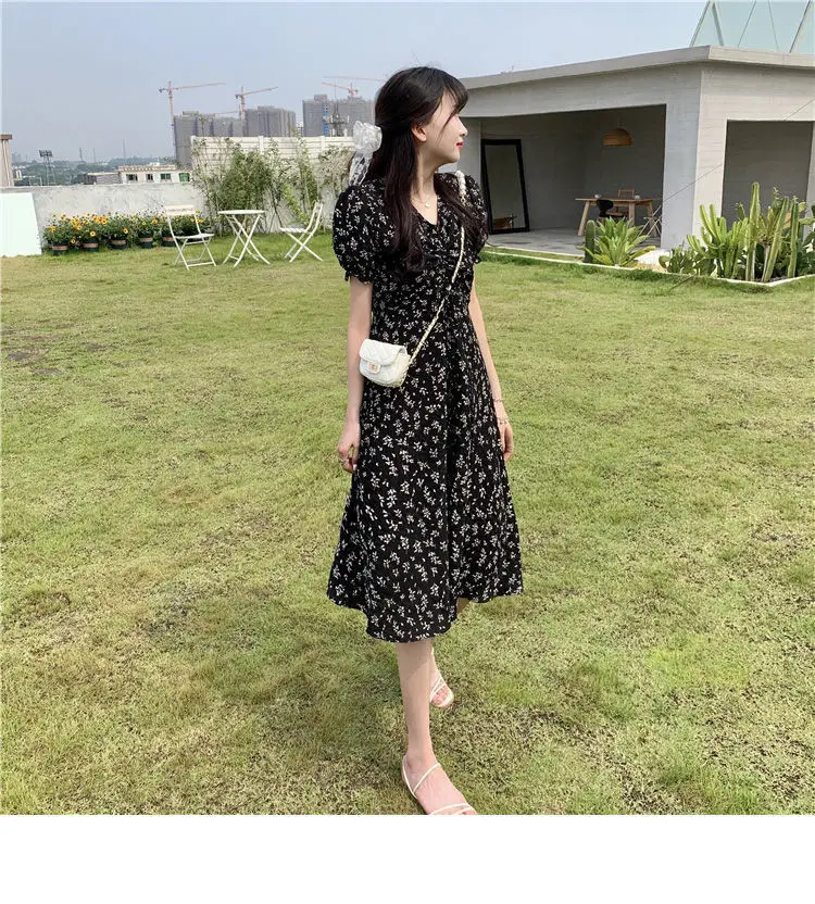 Petite Floral Skirt Dress Short Sleeve Medium — feature 36