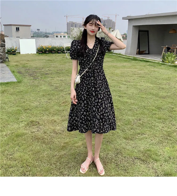 Petite Floral Skirt Dress Short Sleeve Medium — feature 40