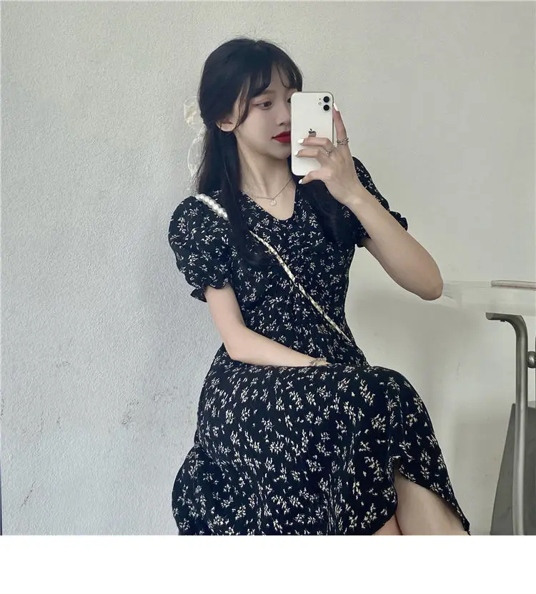 Petite Floral Skirt Dress Short Sleeve Medium — feature 41