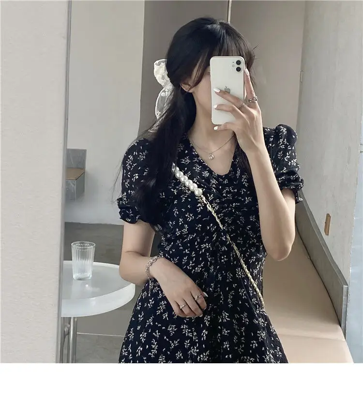 Petite Floral Skirt Dress Short Sleeve Medium — feature 43