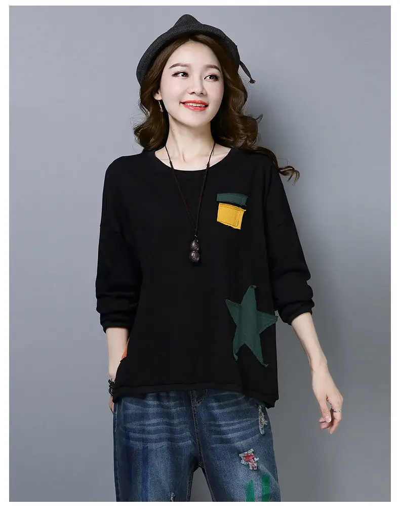 Spring & Autumn Printed Long Sleeve T-Shirt Green Orange — feature 6