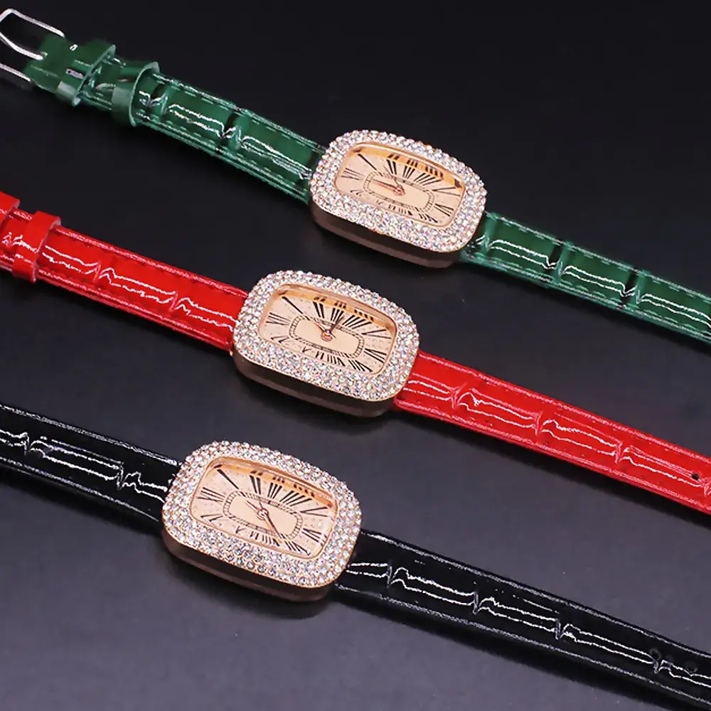 Red Full Diamond Women's Watch Belt with Quartz Movement - Image 4