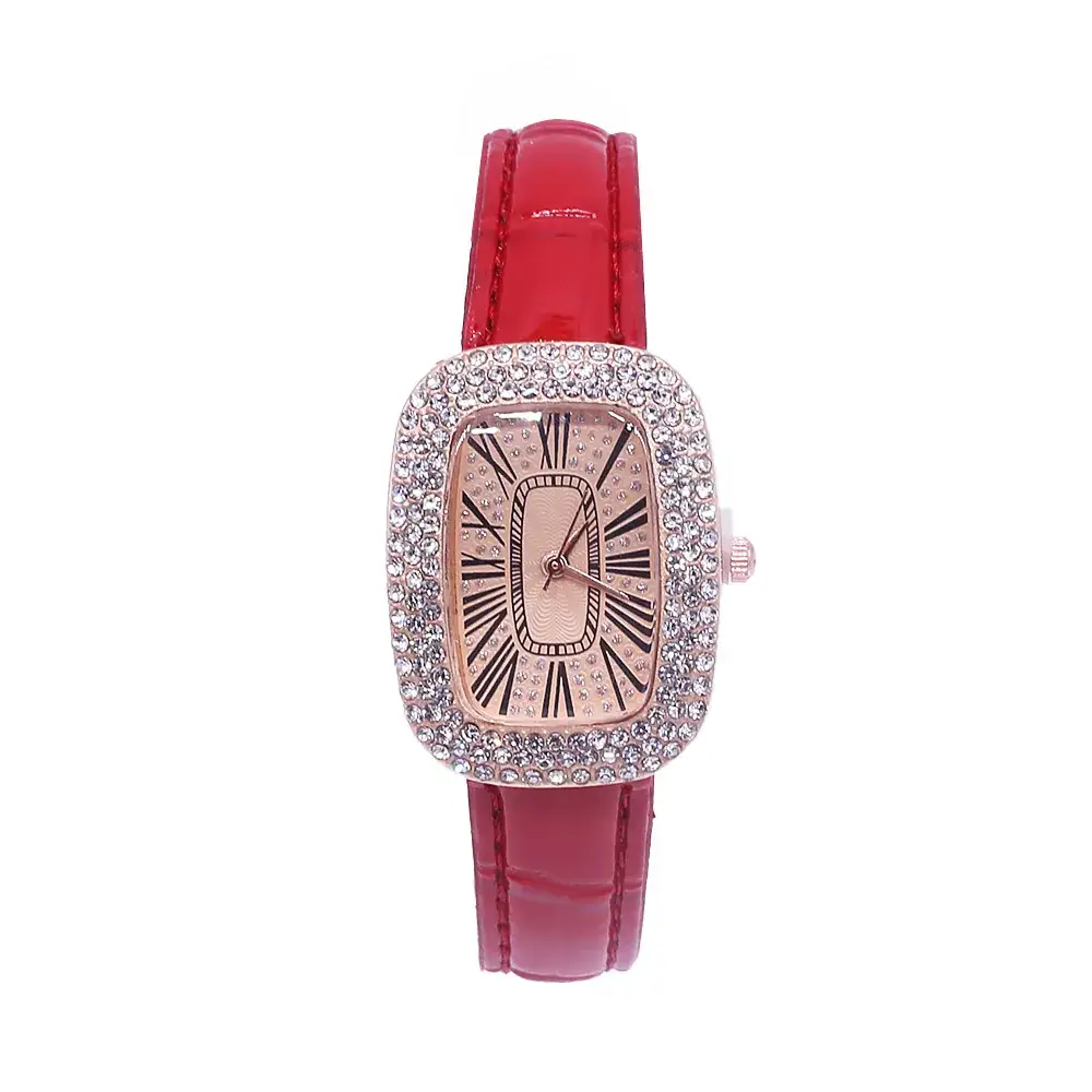 Red Full Diamond Women's Watch Belt with Quartz Movement - Image 7